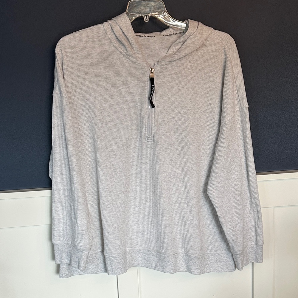 Calvin Klein Light Gray Waffle Knit Half-Zip